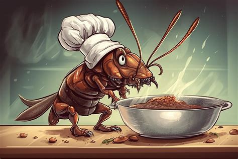 Premium Ai Image Hygienic Chef Cockroach Cooking Food