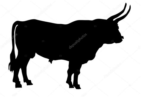 Vector Silhouette Of The Oxen On White Background — Stock Vector