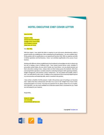 Free Commis Chef Cover Letter Template Google Docs Word Template Net