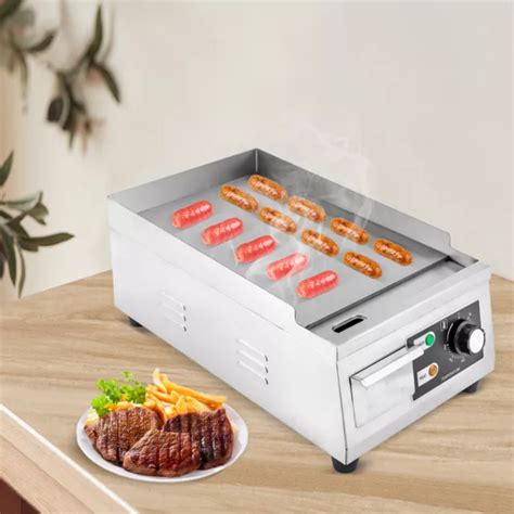 ELECTRIC GRIDDLE GRILL BBQ Hot Plate Commercial Stainless Steel