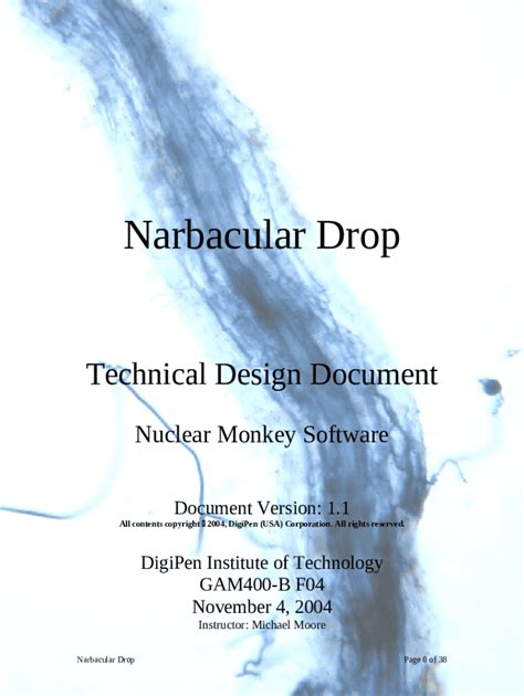 Narbacular Drop Technical Design Document Tdd Doc Template Pdffiller