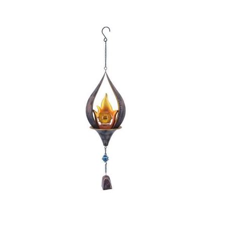 Light Carillon De Vent De Flamme Solaire Jardin Pendentif De Cloche De