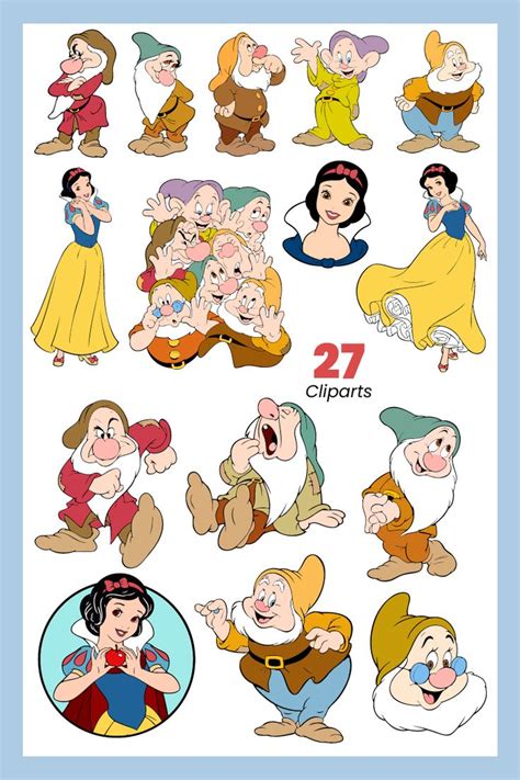 Snow White And The Seven Dwarfs Svg And Png Files Download Vector