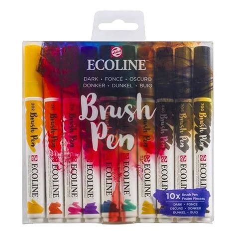 Ecoline Liquid Watercolor Brush Pen Set Of Dark Colors Jerry S