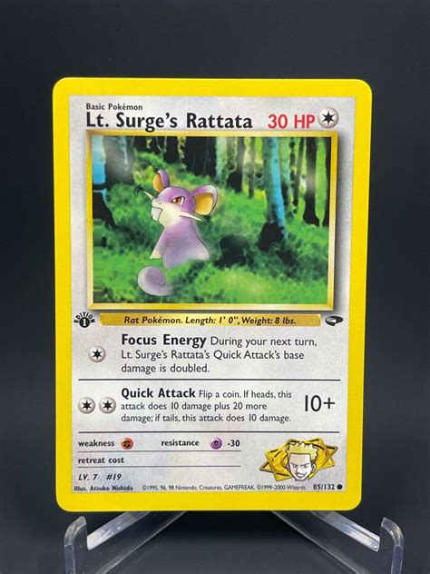 Pokémon Gym Challenge 1st Edition Lt Surge s Rattata 85 132 Regular LP