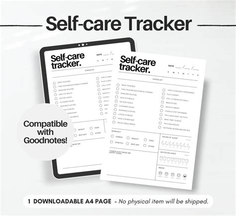 Daily Self Care Tracker Printable Daily Self Care Checklist Routine