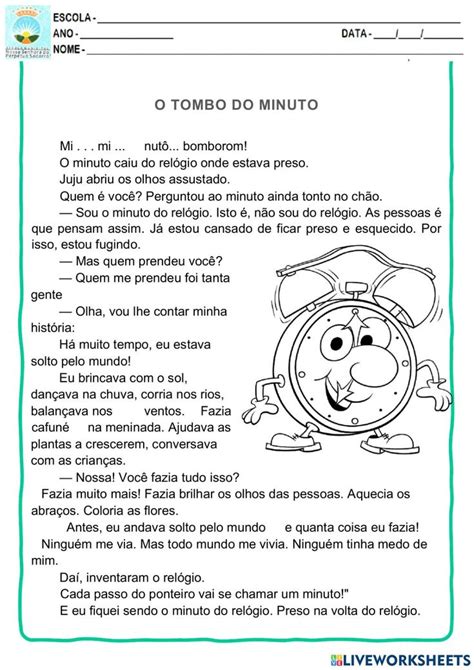 O Tombo Do Minuto Worksheet Minuto