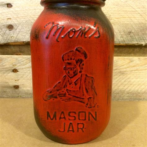 Vintage Red Mason Jar Canisters Rustic Red Canister Set With Etsy