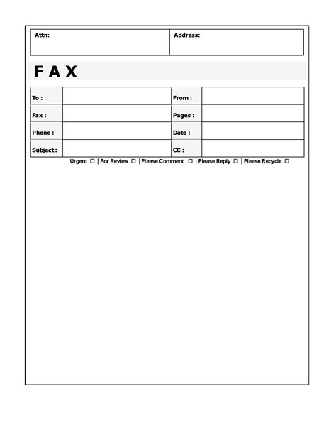 Attention Fax Cover Sheet Pdf Free Template