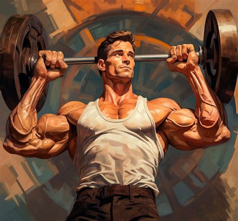 Premium AI Image A Muscular Man Lifting Weights Anime Illustration