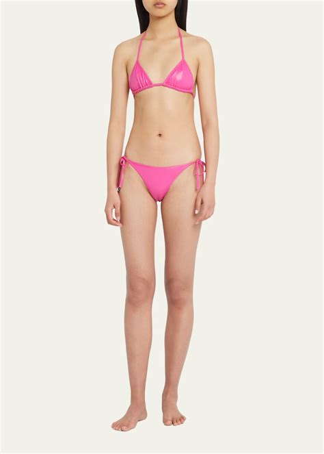 The Attico Wet Lycra Two Piece Bikini Set Bergdorf Goodman