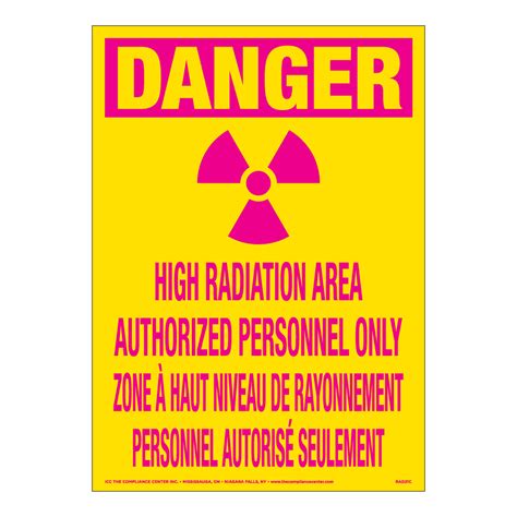 Danger High Radiation Area X Self Stick Vinyl Bilingual