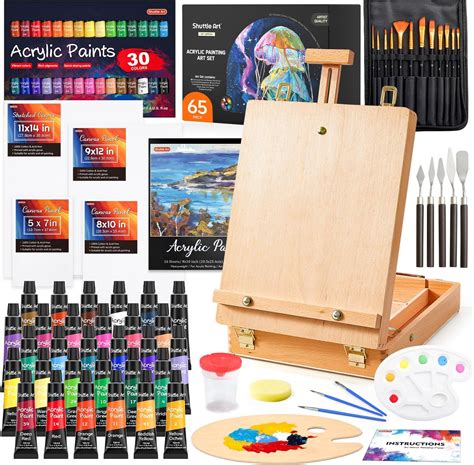 Shuttle Art Pack Acrylic Paint Set With Wooden Table Top Easel Box