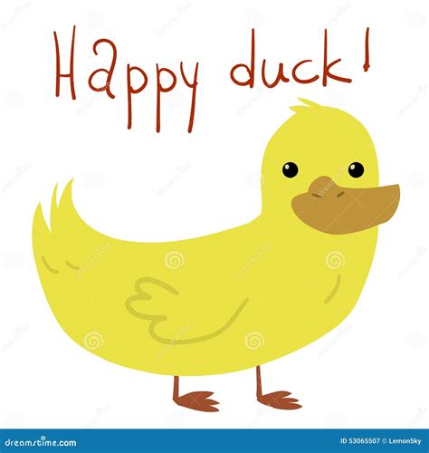 Vector Cartoon Flat Happy Duck Postcard Stock Vector Image 53065507