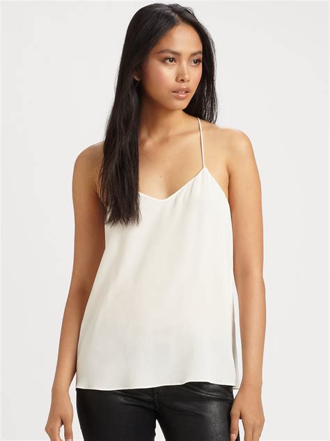 Tibi Silk Camisole In White Lyst