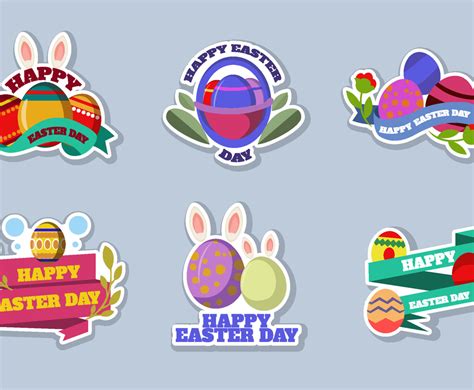 Set Of Easter Sticker Vector Art And Graphics