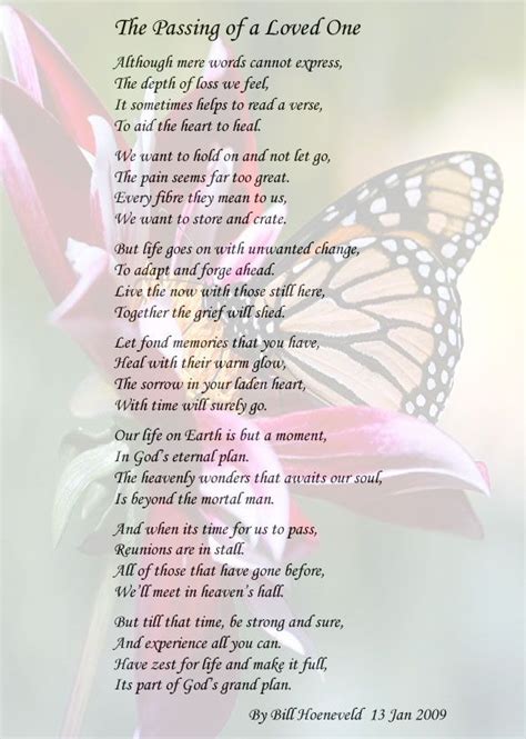 Poem The Passing Of A Loved One By Bill Hoeneveld Missing You Poems Funeral Poems Poems