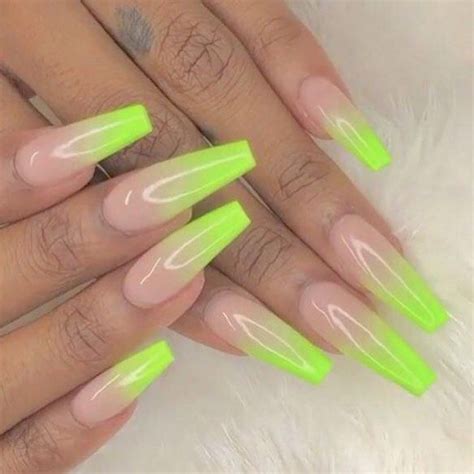 Lime Green Ombre Nails Ombre Acrylic Nails Coffin Nails Designs