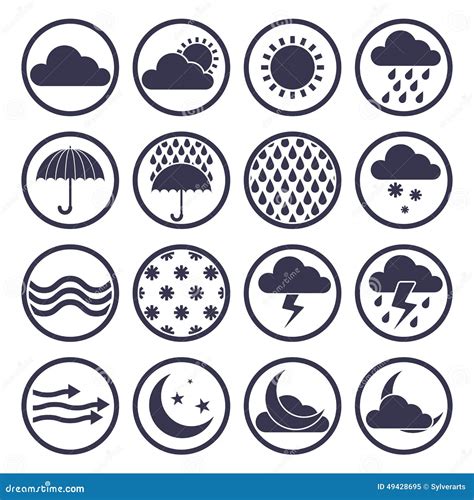 Weather Icons Vector Set Meteorology Theme Stock Vector Illustration