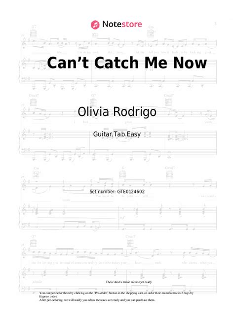 Cant Catch Me Now Tabs Easy Guitar Olivia Rodrigo In Note