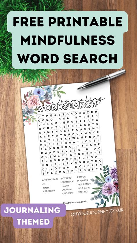 Free Printable Journaling Word Search Pages For Mindfulness On Your Journey