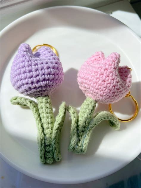 Handmade Cute Crochet Amigurumi Tulip Keychain Bag Etsy