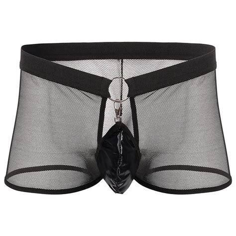 Buy IWEMEK Sexy Mens Wet Look Erotic Lingerie Mesh See Through
