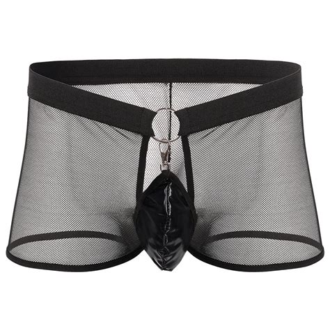 Buy Iwemek Sexy Mens Wet Look Erotic Lingerie Mesh See Through