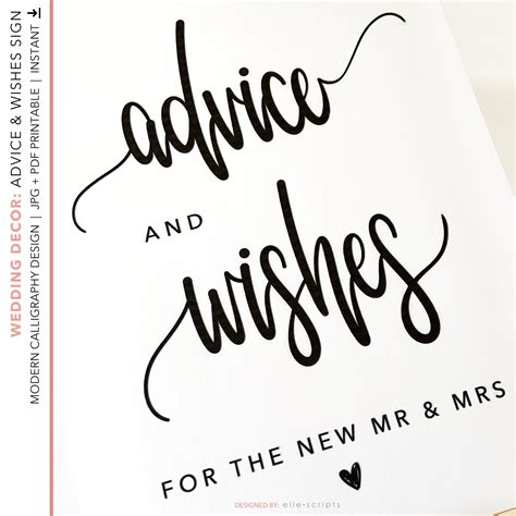 Advice And Wishes For Mr And Mrs Wedding Printable Sign Etsy Canada