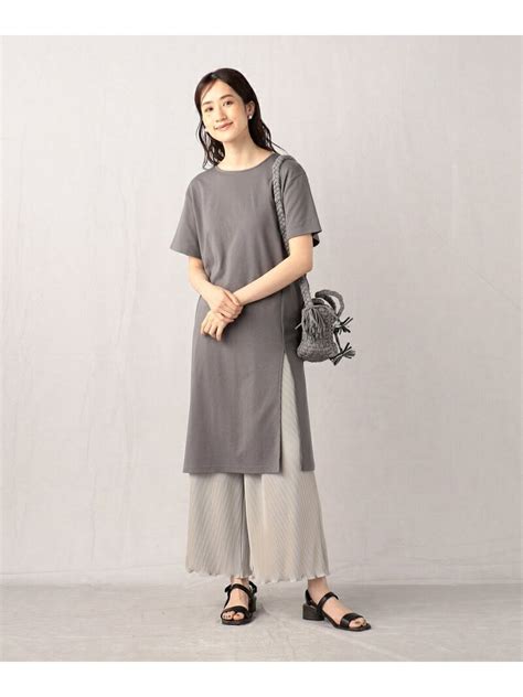 楽天市場SALE OFFセットアイテムスムースワンピース カットプリーツパンツ Comme ca Mature コムサイズム ワンピースドレス ワンピース ピンク グレー