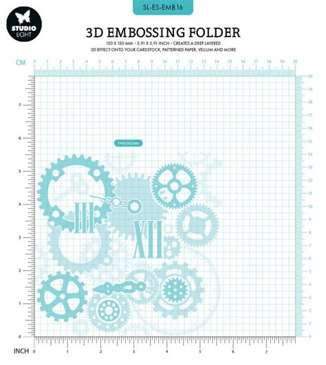 Studio Light Essentials Embossing Folder Vintage Gears Hobbyvision