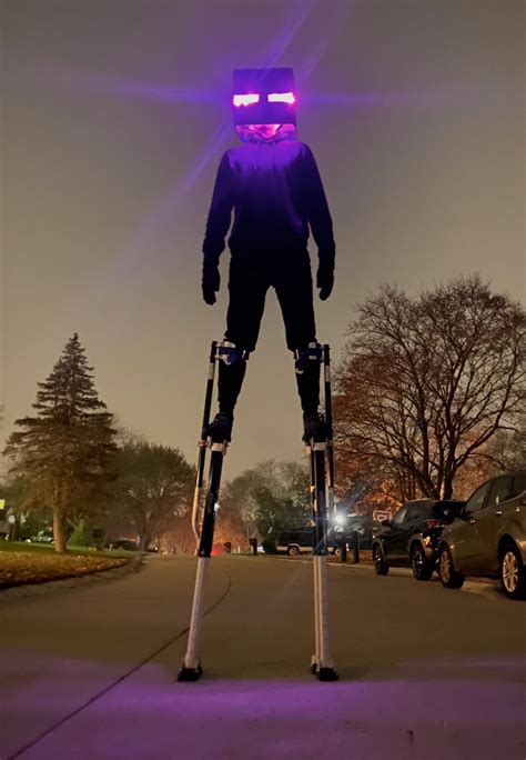 My full size (9'5", 2.9m) Enderman costume with stilts for Halloween