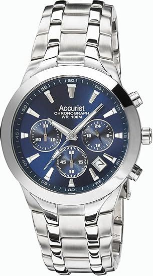 Accurist Mens Quartz Watch With Blue Dial Chronograph Display And Silver Stainless Steel