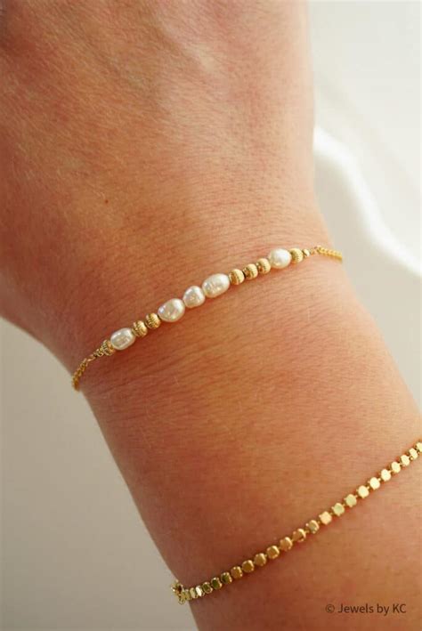 Gouden Armband Love In Morse Code Met Zoetwater Pareltjes Gold