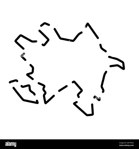 Azerbaijan Country Simplified Map Black Broken Outline Contour On