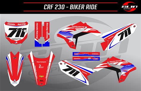 Kit Adesivo Crf 230 Honda Racing Brasil Slin Graphics