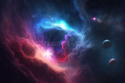 Space With Shining Stars Stardust And Nebula Realistic Cosmos