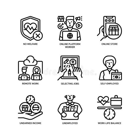 Gig Economy Icons Set Stock Vector Illustration Of Icon 205782699