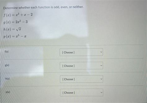 Answered Determine Whether Each Function Is Odd … Bartleby