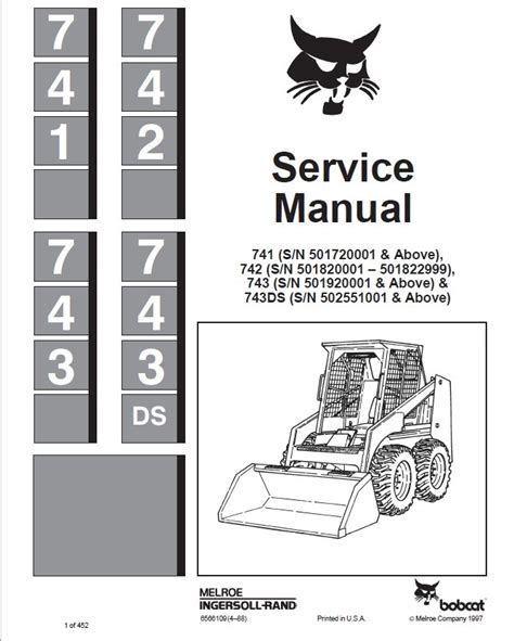 Bobcat 741 742 743 743ds Skid Steer Loader Service Manual