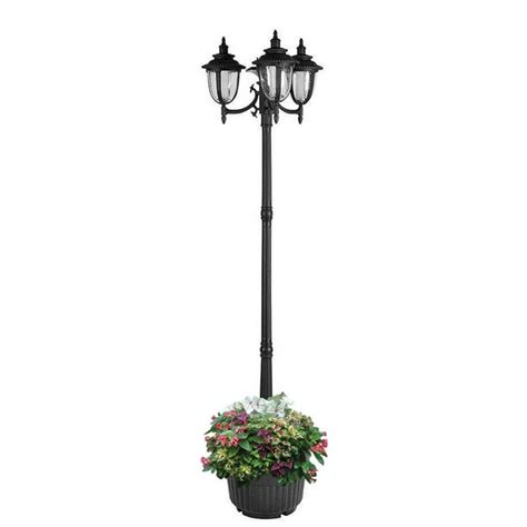 SunRay Hannah 3-Head Solar LED Lamp Post & Planter, Dual Amber/White ...