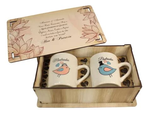 Casamento Padrinhos Caixa Personalizada Canecas Capuccino Mercadolivre