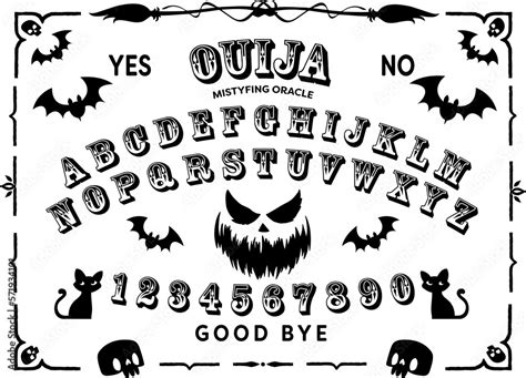 Ouija Board Graphic Template Black And White Symbols Of Moon Sun