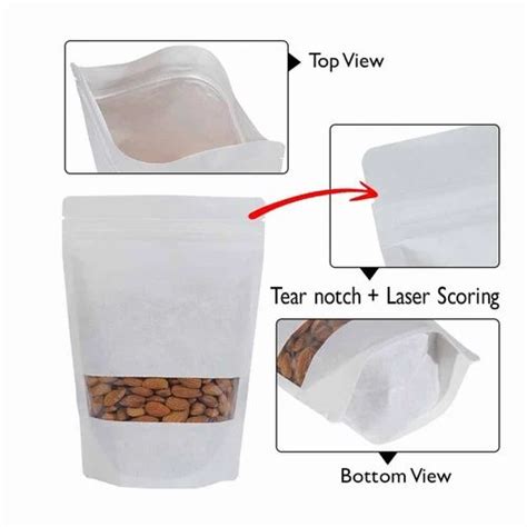 Kraft Paper Rectangle Window Stand Up Pouches At Rs 4 Piece Stand Up