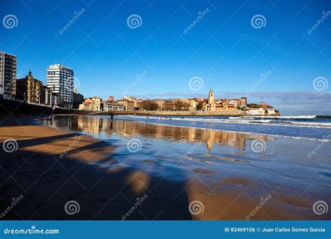 Gijon beach stock photo. Image of gijon, asturias, scenic - 83469106