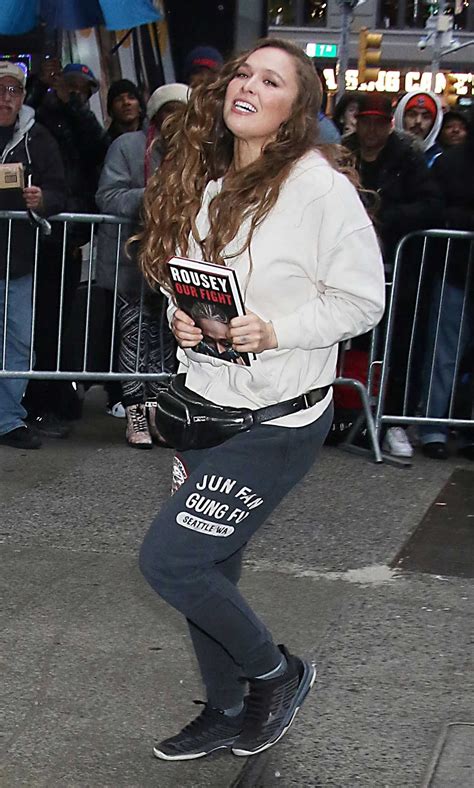 Ronda Rousey In A Grey Sweatpants Promotes New Memoir Our Fight At Good