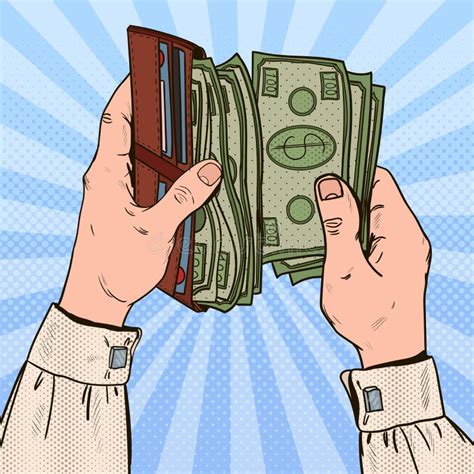 Pop Art Businessman Hands Holding Wallet With Money Stock Vector