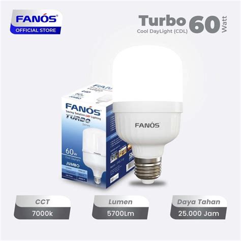 Jual Lampu LED FANOS Turbo 60 W 60 Watt Cool Daylight Murah Putih