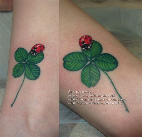 Ladybug Clover By Janashantal On DeviantArt Lady Bug Tattoo Rose