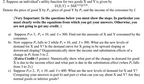 Solved 2 Suppose An Individuals Utility Function For Two